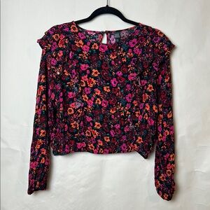 Wild Fable Ruffled Red and Pink Blouse